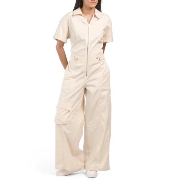 Zara Pants - ZARA Cotton Zip Up Cargo Jumpsuit - Wide Leg Relaxed Fit Jumpsuit - Size XS NWT!